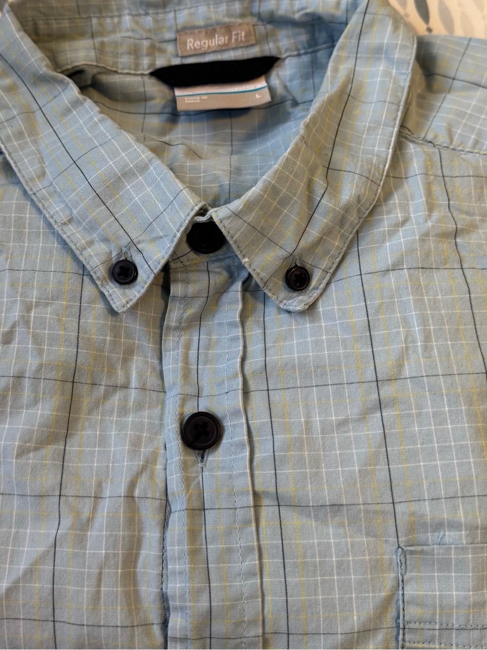 Columbia Light Blue Plaid Short-Sleeve Button-Down Shirt